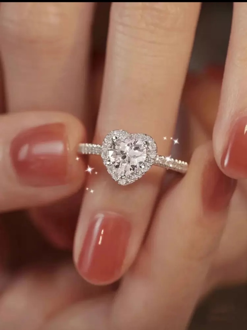 Exquisite Silver Heart Shaped Ring